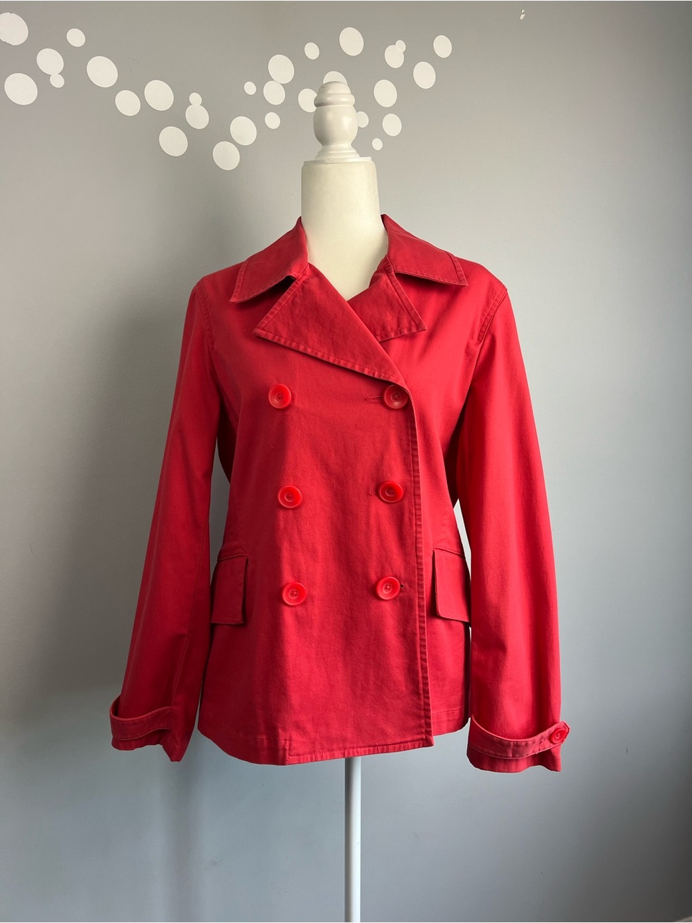 Talbots Red Stretch Peacoat Jacket Double Breasted Classic Size 10 Preppy